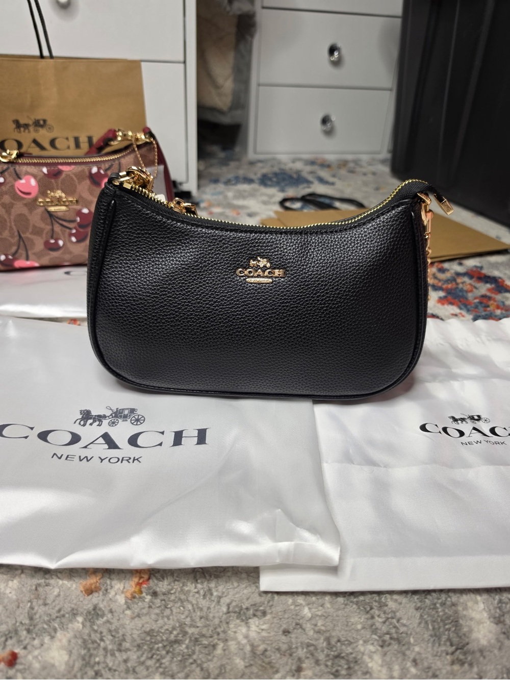 Coach Pink Signature Print Crossbody Bag with Gold Hardware - Picture 5 of 5